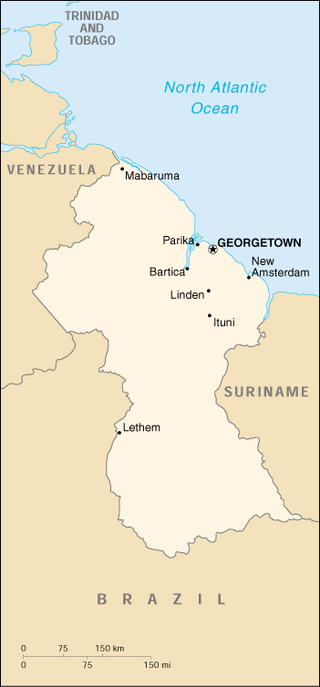 [Country map of Guyana]