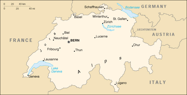 [Country map of Switzerland]