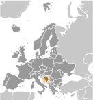 Location of Bosnia and Herzegovina
